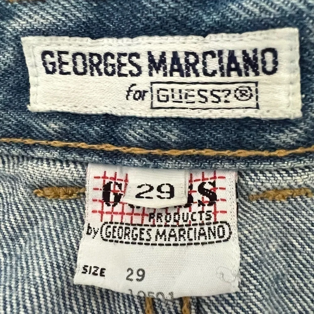 Vintage 80’s 90’s  Georges Marciano for Guess cotton blue jean mini skirt size 0 - Picture 8 of 9